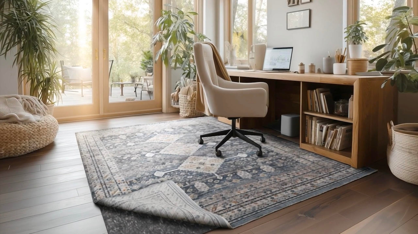 Mohawk Home 8' x 10' Premium Luxury Non Slip Rug Pad 1/4 Thick Dual Surface Felt + Rubber Gripper - Safe for All Floors, Synthetic Fiber, Grey