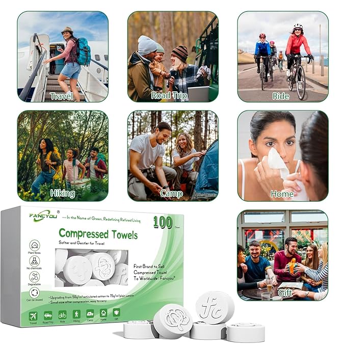 Compressed Towel Tablets 100 Count, Thickened Disposable Face Towel
