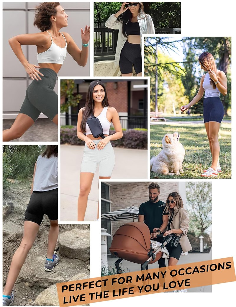 Womens 5" Biker Shorts with Pockets High Waisted Tummy Control Yoga Workout Gym Stretchy Spandex Shorts Leggings Compression Athletic Run Bicycle Cycling Volleyball Exercise Dance Bike Shorts Tights