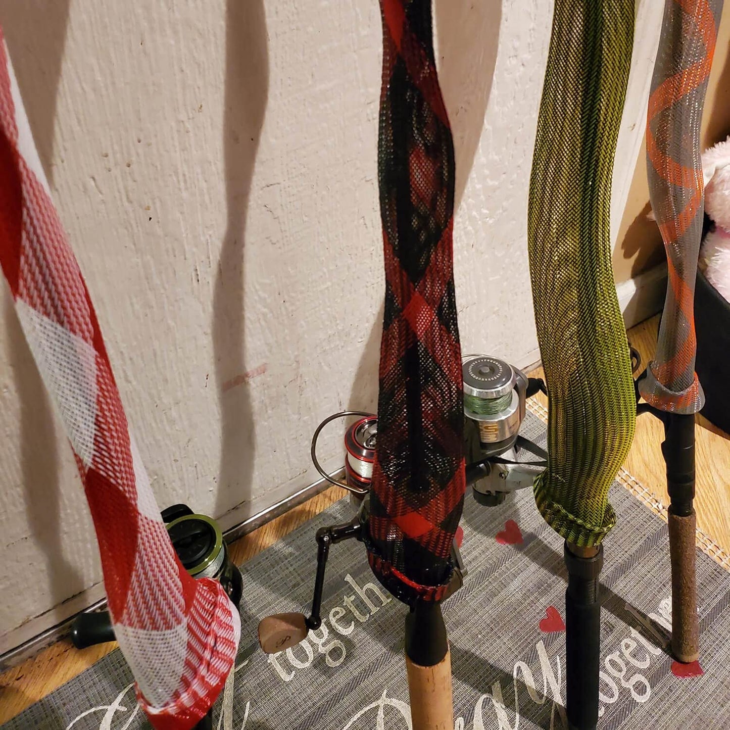 NATRUTH Rod Sock Fishing(10pcs),Rod Sleeve Rod Covers 67inches/74.8inches Braided Mesh with Lanyard Rod Protector Pole Gloves Fishing Tools. Flat or Pointed End/Spinning for Casting Sea Fishing Rod