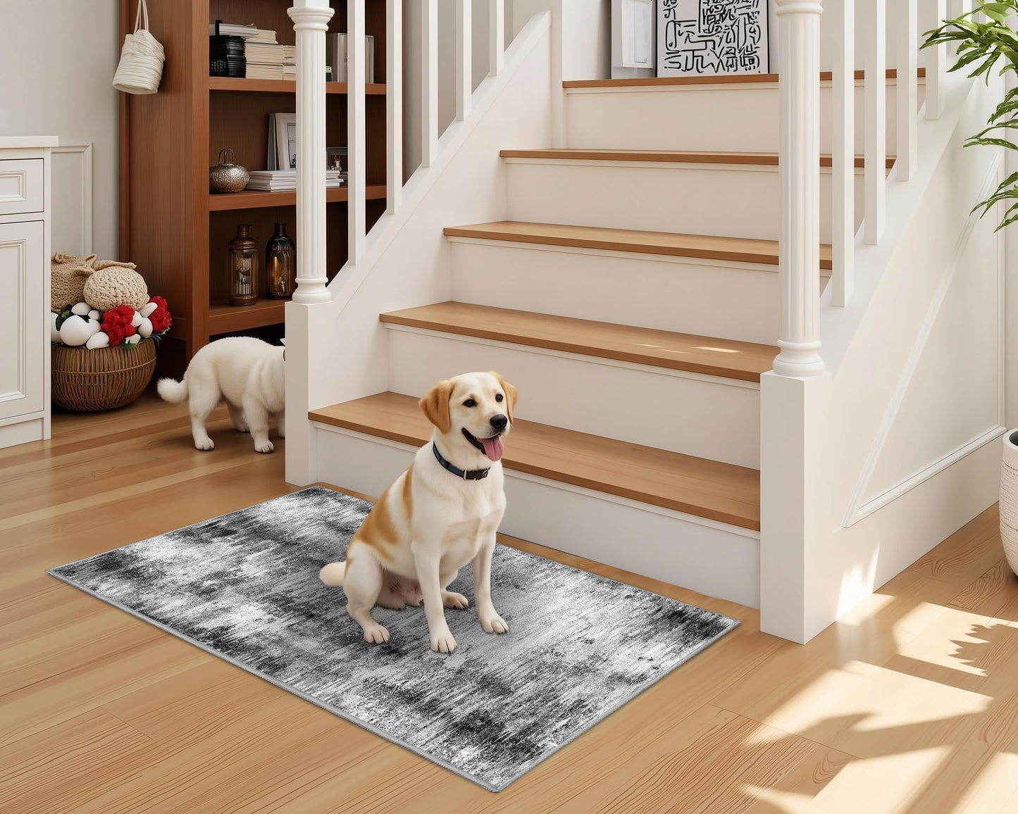 Tritard Upgrade Non Slip Kitchen Rugs Sets of 3 Washable Kitchen Mats for Floor Abstract Kitchen Runner Rug Ultra Soft Floor Mat Set Kitchen Carpet Rugs for Hallway, Laundry, Entryway, Office, Grey