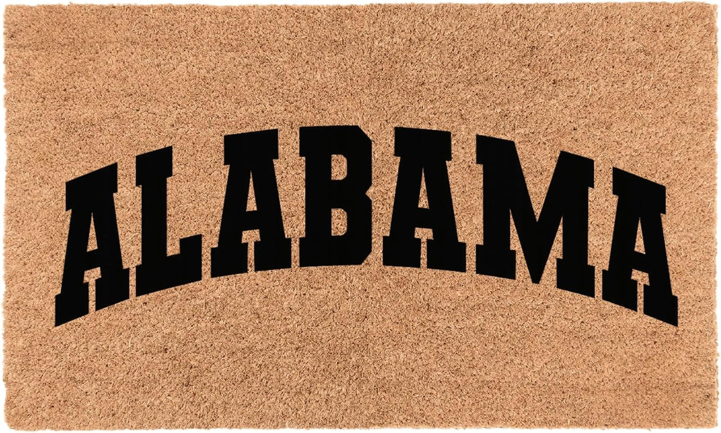 COCO MATS 'N MORE USA States Coir Doormat – Durable Natural Fiber Welcome Mat Outdoor for Every State Design, Stylish Front Door Mat, Heavy Duty Outdoor Doormat for Entryway| Alabama | 16" x 24"