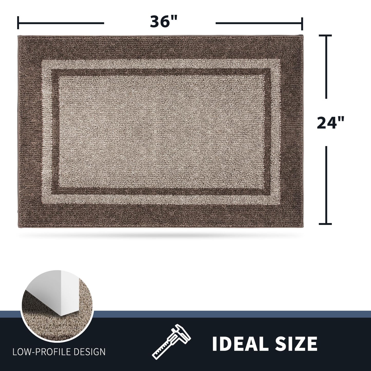 PURRUGS Dirt Trapping Door Mat 24" x 36", Non-Slip Machine Washable Entryway Rug, Entrance Mat, Indoor Front Door Mat, Super Absorbent Entry Rug for Muddy Shoes & Paws, Beige & Grayish Brown
