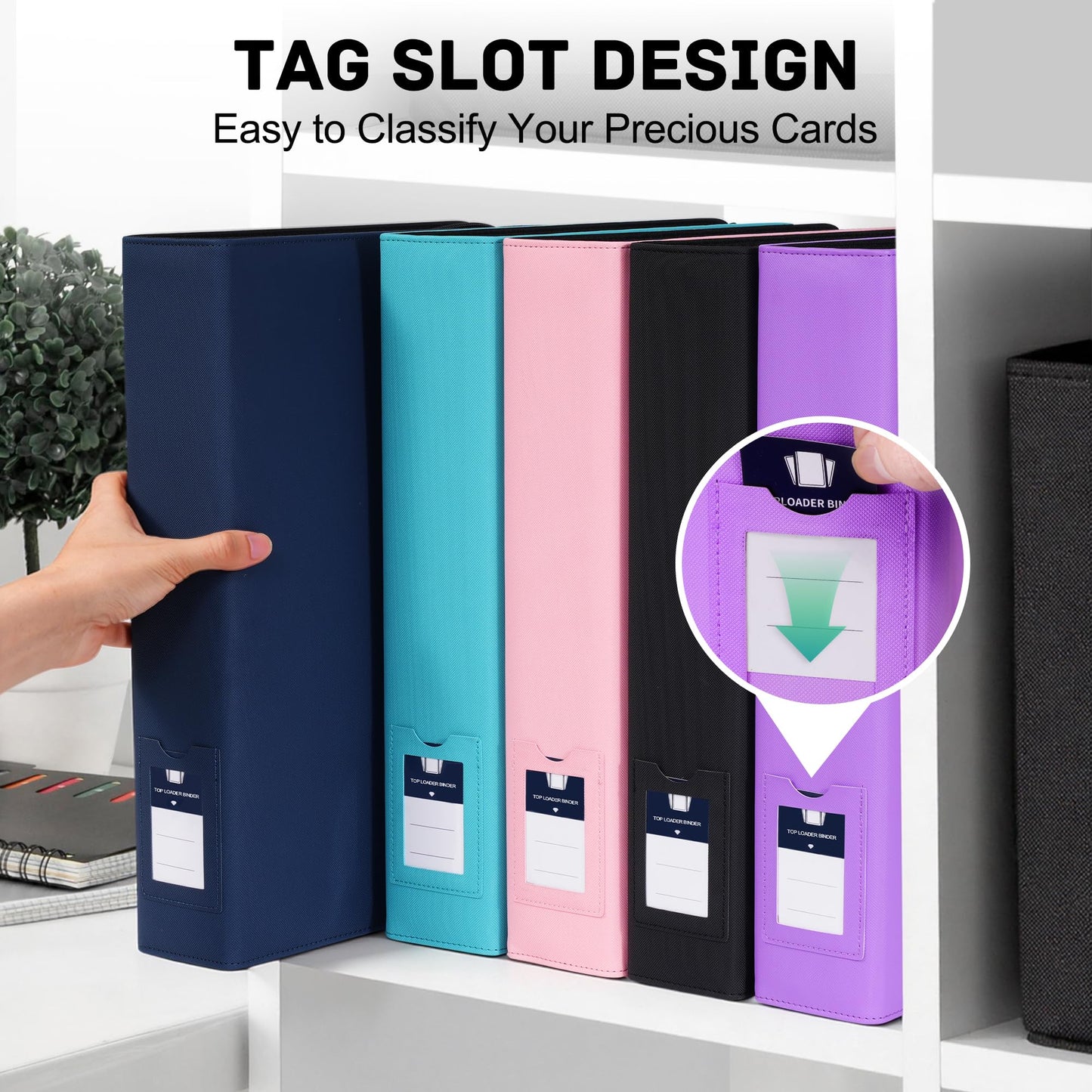 ZLCA Top Loader Binder-9 Pocket, Hold 324 Cards,Trading Card Binder Includes 20 Top Loaders, Top Loaders Binder for Sport Card, MTG, TCG (Tiffany Blue)