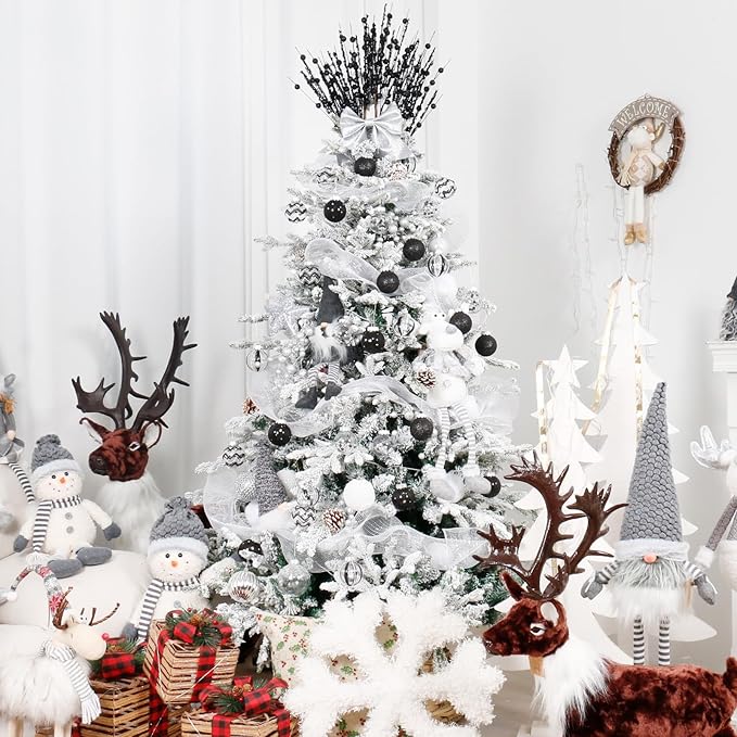 SY Super Bang 30PCS Black Christmas Ornaments Set, 60MM/2.36" Clear Plastic Shatterproof Ball Ornaments for Christmas Tree Hanging Decorations, for Home Holiday Party Xmas Decor.