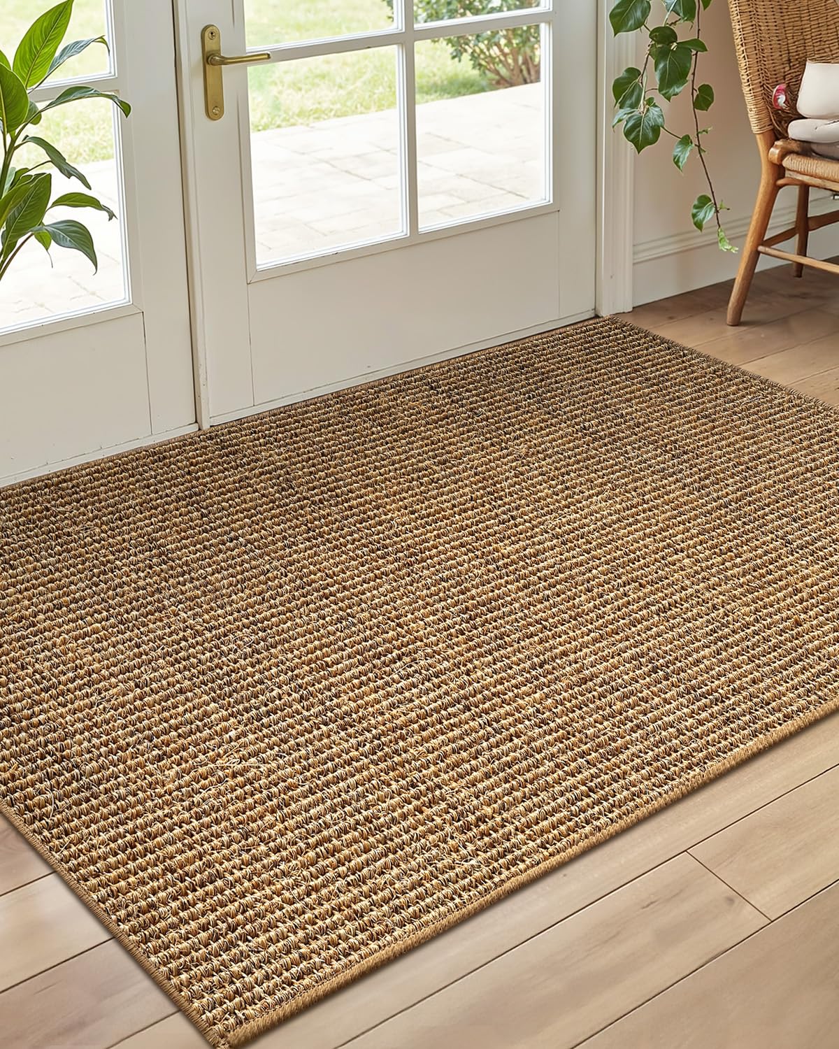 Color&Geometry Handwoven Jute Entry Rug - Natural Textured Front Door Mat 32"x48", Non-Slip Durable & Eco-Friendly Doormat for High-Traffic Entrance, Rustic Farmhouse Welcome Mat, Sisal Brown