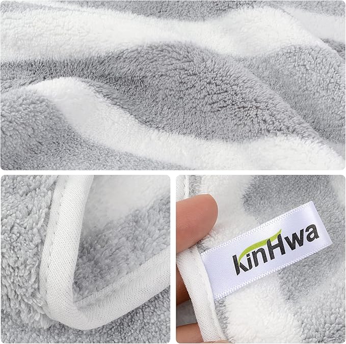 KinHwa Microfiber Hand Towels for Bathroom Soft and Absorbent Face Towels Grey
