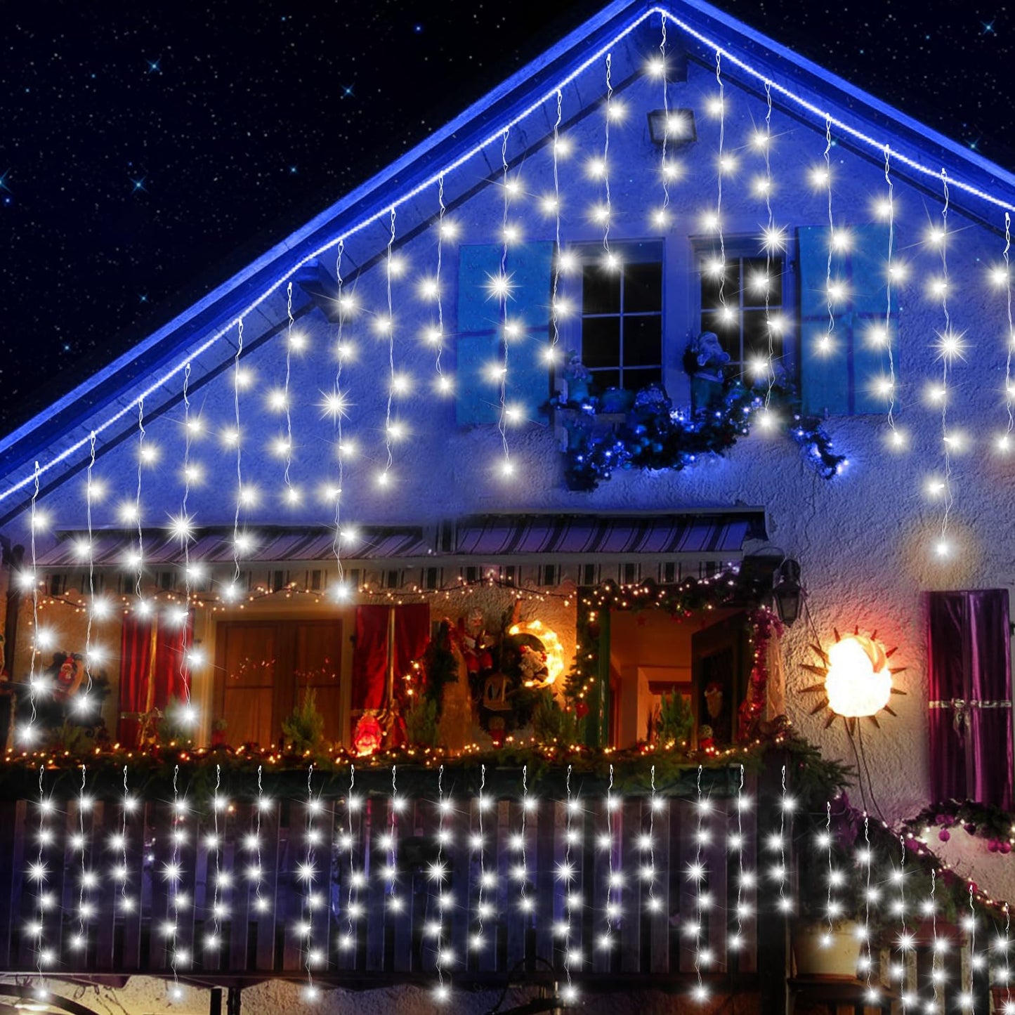 JREWDOIN 33FT Christmas Lights Outdoor, 400 LED Outdoor String Lights Waterproof Plug in with 8 Modes & Timer, Christmas String Lights for Tree Party, Garden, Holiday Decorations(Cool White)