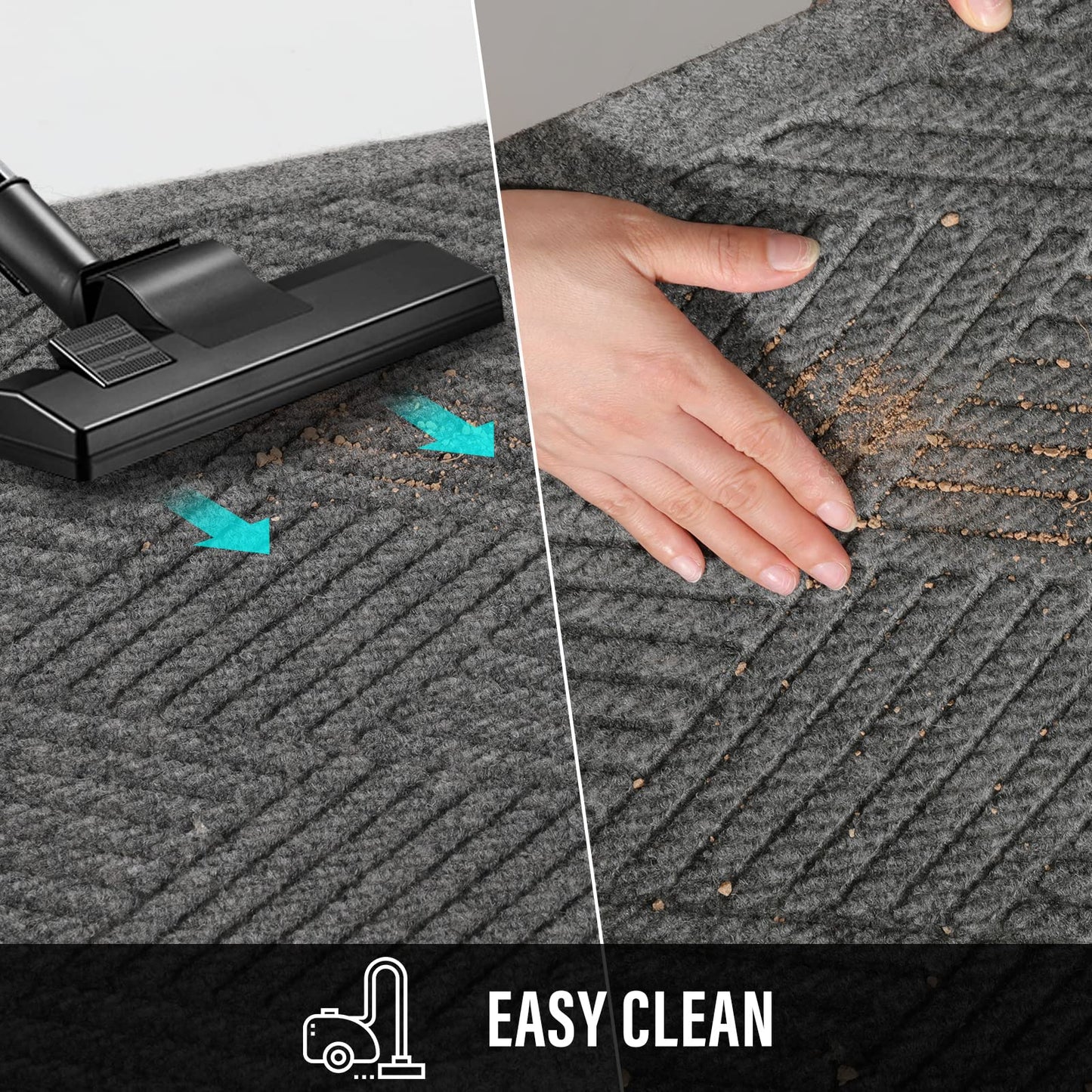 HIYARD Sturdy Front Door Mat, Absorbent Muddy Dirt Resist Welcome Door Mats Outdoor Indoor, Stain and Fade Resistant, Non-Slip Rubber Backing Low Profile Doormat for Entryway, 36×24, Grey