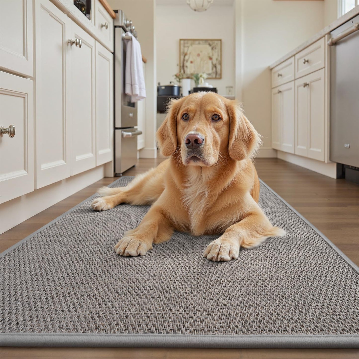 RESARE Kitchen Rugs, Non Slip Kitchen Mats for Floor, Absorbent Quick Dry Washable Kitchen Mats in Front of Sink, Hallway, Laundry, Kitchen Runner Rug(Grey, 17"x 59")
