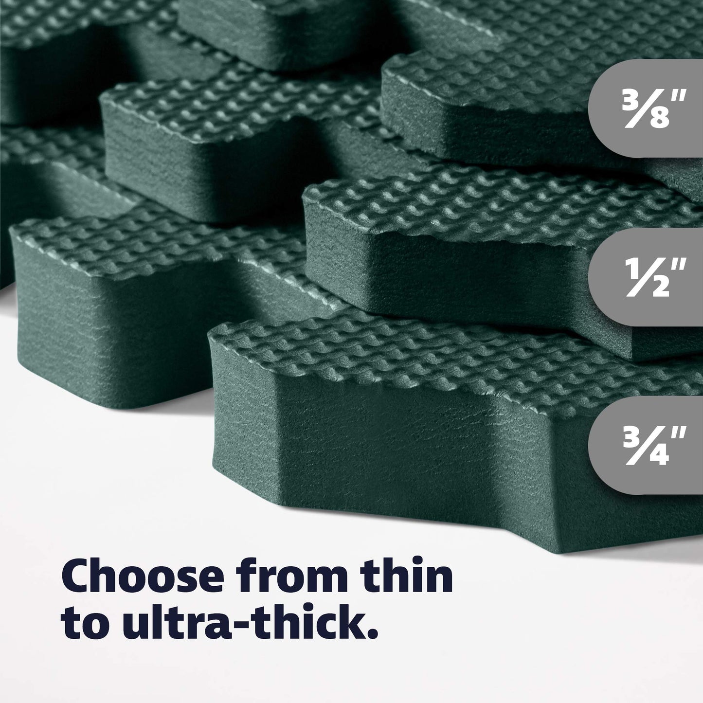We Sell Mats 1/2" Thick Multipurpose EVA Foam Exercise Floor Mat, Interlocking Tiles, Anti-Fatigue for Home or Gym, 24 in x 24 in, 4 Tiles, Hunter Green