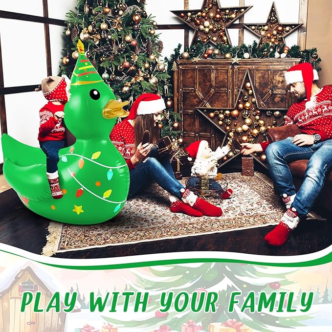 Hungdao 1 Pcs 4 Feet PVC Christmas Giant Inflatable Duck Huge Rubber Large Blow up Duck Christmas Pool Floats for Xmas Holiday Indoor Outdoor Pool Decorations (Christmas Tree)