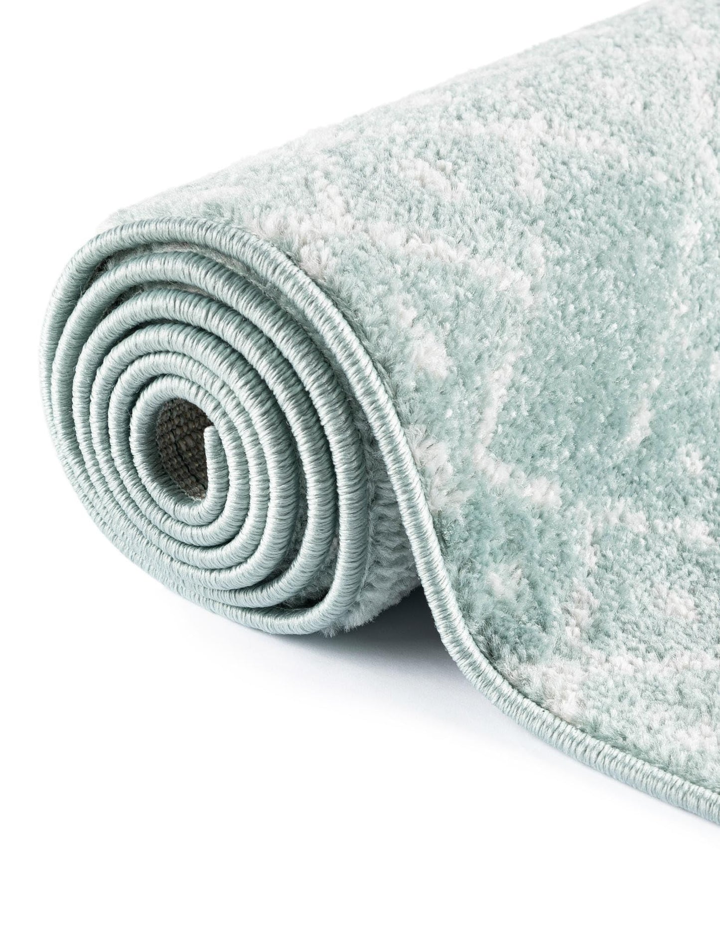 Rugs.com - Paxon Trellis Rug – 16 Ft Runner Aqua Easy-Clean Rug – Modern Hallway Runner, Stain-Resistant Entryway Decor