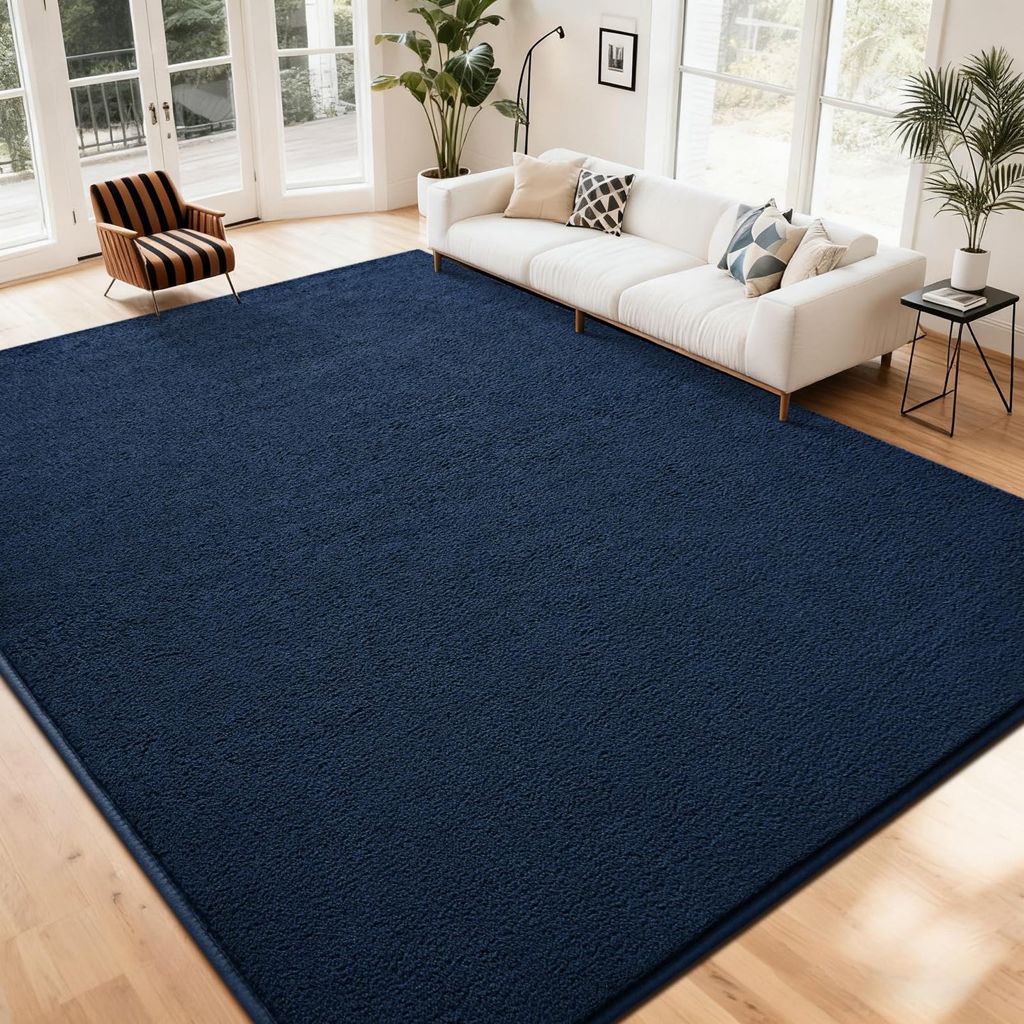 Nuttumico Soft Rug for Living Room, 5x7 Feet Navy Blue Area Rug, Modern Carpets Fuzzy Rug for Kids Boys Girls Dorm Nursery Home Decor, Anti-Skid and Non-Shedding