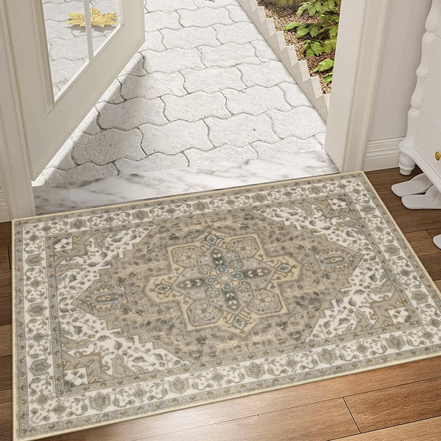 Collive Washable Indoor Door Mat, Non Slip Retro Entryway Rug 24" x 36" Doormat Low-Pile Entrance Rug Distressed Front Door Mat, Welcome Mats Floor Mat Doormats for Kitchen Bathroom Home