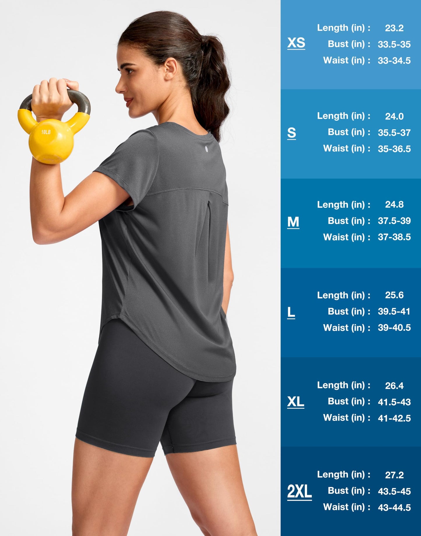 G Gradual Women's Workout Tops Short Sleeve Lightweight Athletic Yoga Running Shirts Loose Fit Quick Dry Gym T-Shirts(Heather Dark Grey,L)