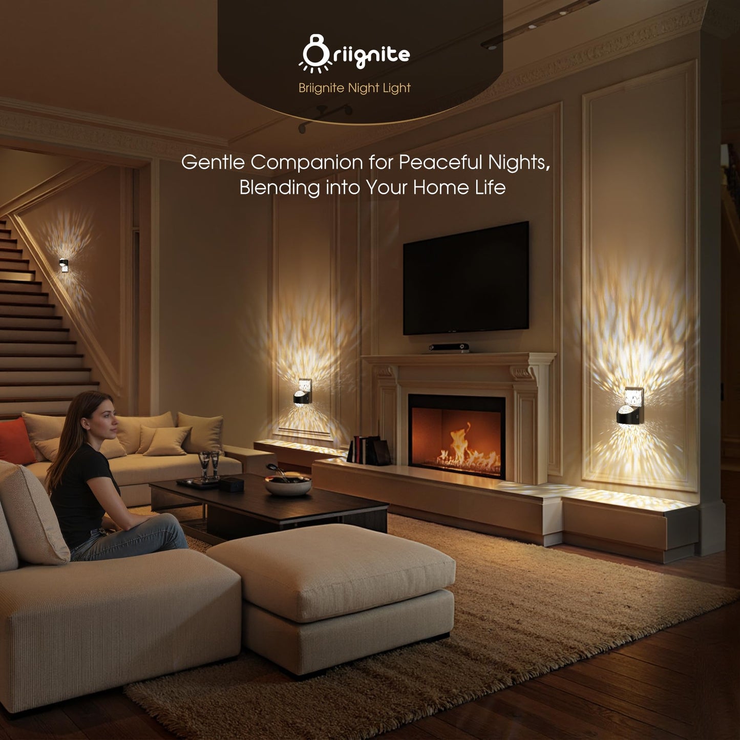 Briignite Night Light, Night Lights Plug into Wall, LED Projector Night Light, Soft White for Bedroom, Dimmable Brightness Dusk to Dawn Nightlight for Kids, Nursery, Bathroom, Home Decor, Gaming Room