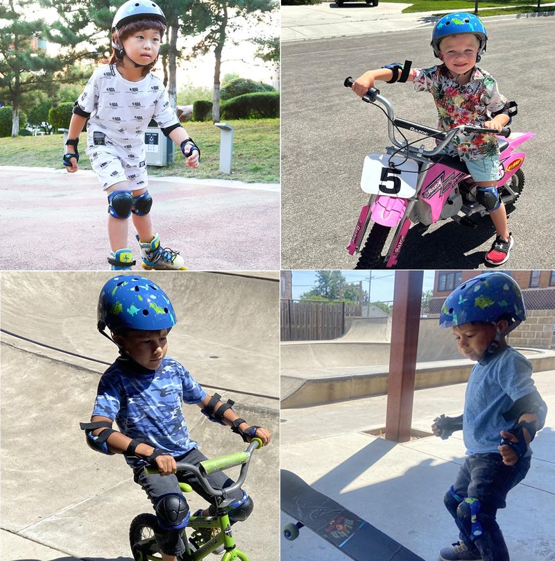 Kids Helmet with Knee Pads Elbow Pads and Wrist Guards,Child Protective Gear for Boys Girls Age 3-5-8 Years fit Roller Skates, Skateboarding, Scooter Bicycle Skate Scooter Skateboard