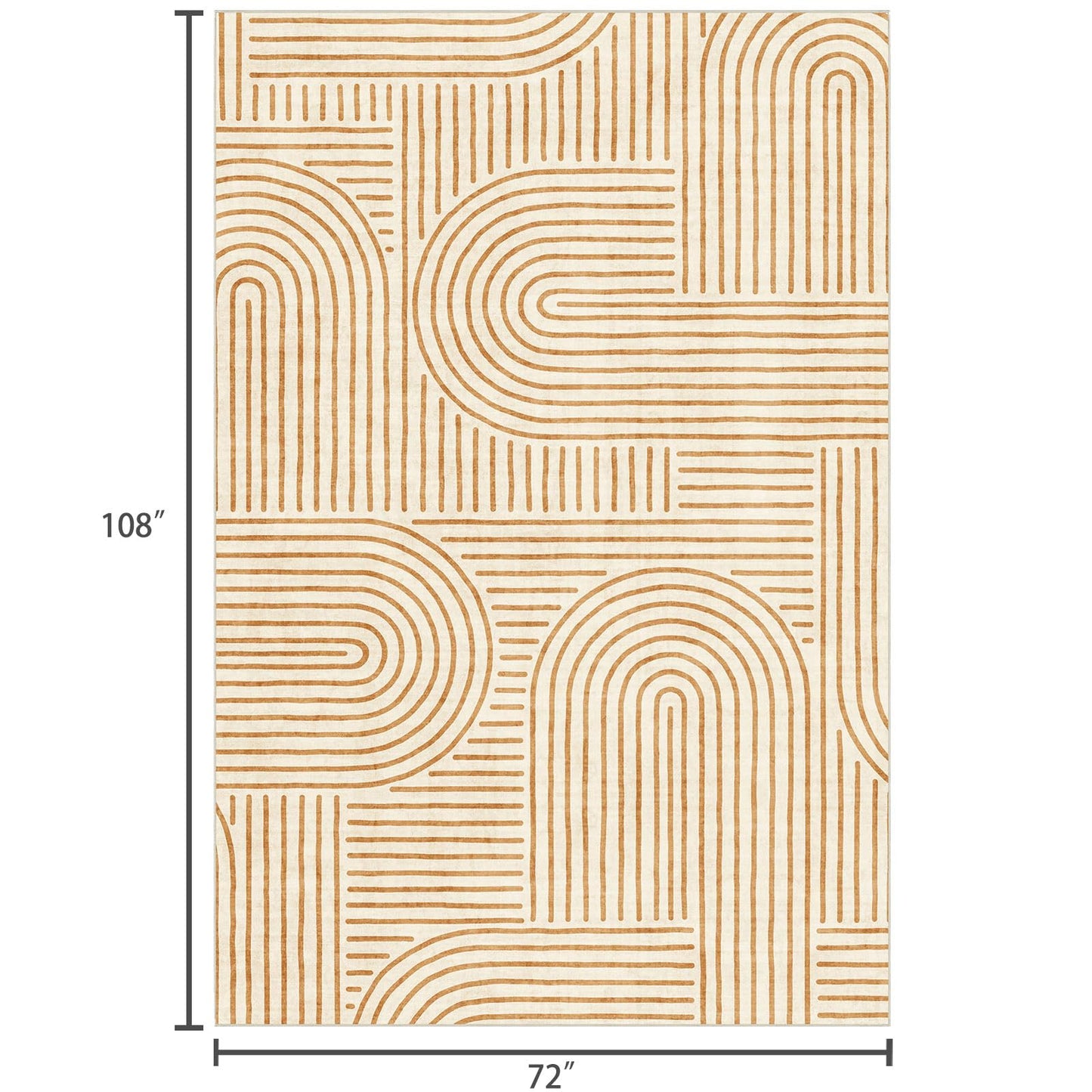 LUXRUG 6x9 Area Rug for Living Room - Large Abstract Washable Rugs for Bedroom Non-Slip Orange Dining Room Rug Rainbow Low-Pile Carpet Soft Modern Rug for Office Nursery Room