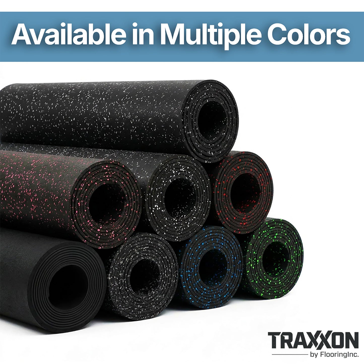 Traxxon by FlooringInc Rubber Gym Flooring Roll, Heavy Duty Recycled Rubber Floor Mats for Home Gym, Garage Gym Floor Mat, Horse Stall Mat (1/4" Thick | Blue | 4'x10' | 40 Sq Ft)