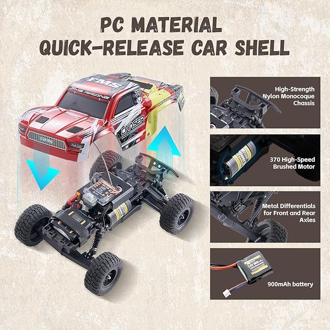 BEEZRC 1/24 FSC Chaser RC Truck 4WD Short Course Truck RTR Fast Off-Road Remote Control Truck Hobby RC Car High Speed Remote Control Car for Adults for Beginner Gift (Purple)