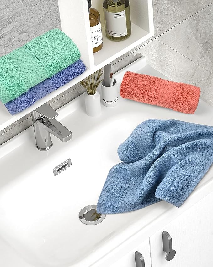 Cleanbear Face-Cloth Washcloths Set, 100% Cotton, High Absorbent, Size13