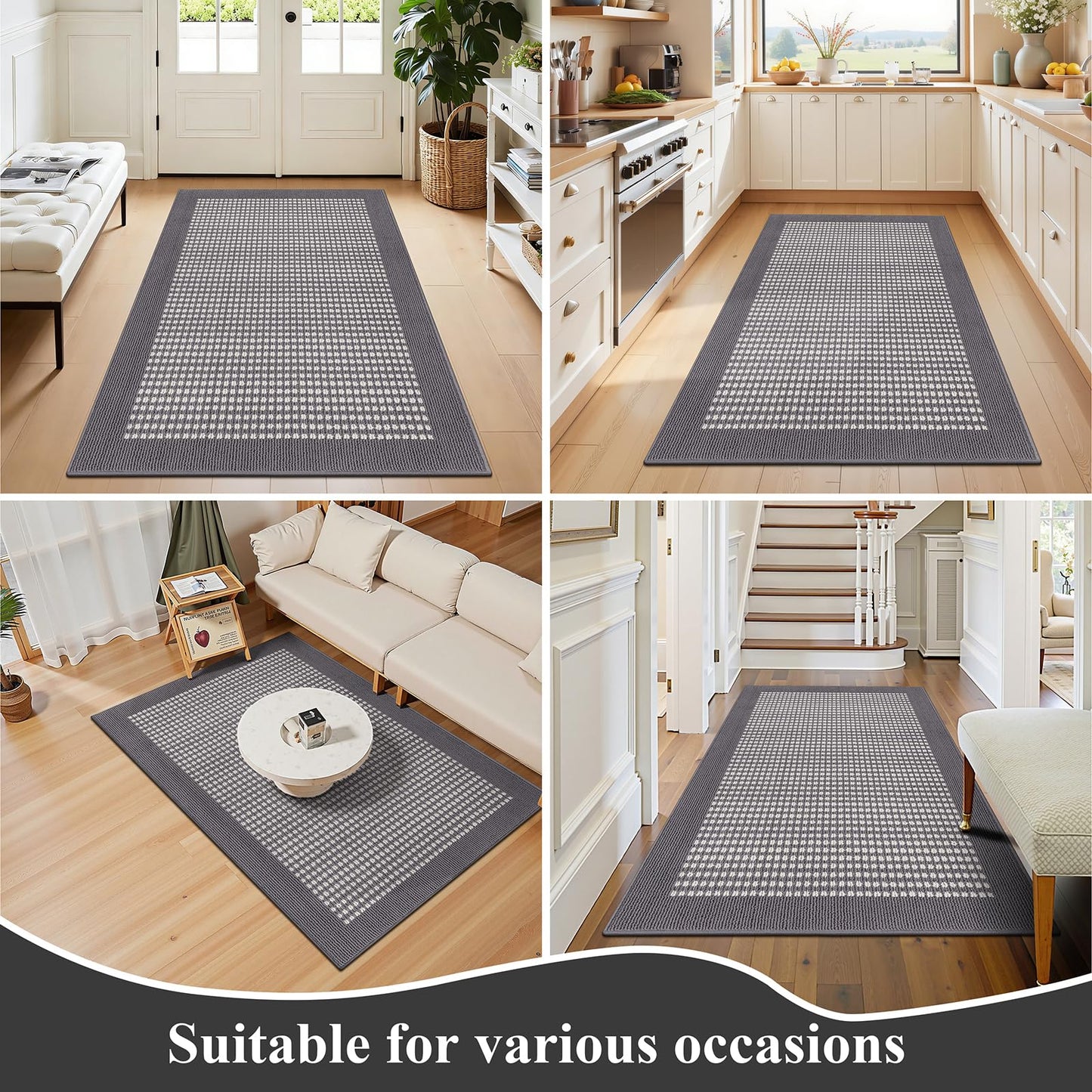 Ileading Indoor Door Mat 3x5ft Absorbent Dog Mats for Muddy Paws,Machine Washable Small Living Room Area Rug with Non-Slip Rubber Backing Low-Profile Inside Carpet for Hallway,Kitchen