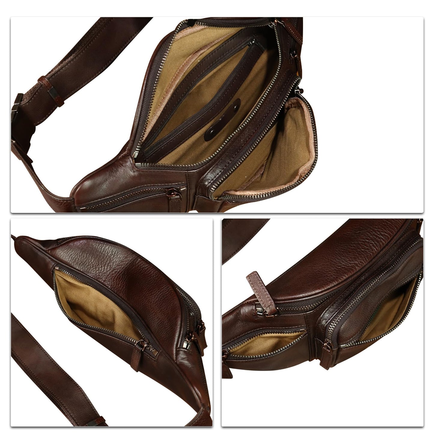 Genuine Leather Fanny Packs for Women and Men Waist Bag Vintage Hip Bum Bag Over Shoulder Crossbody Sling Bag (Coffee)