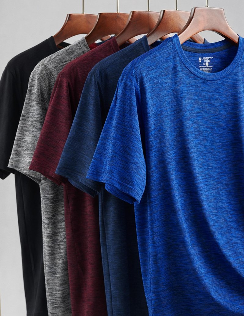 5 Pack Men’s Active Quick Dry Crew Neck T Shirts | Athletic Running Gym Workout Short Sleeve Tee Tops Bulk (Set 1, XX-Large)