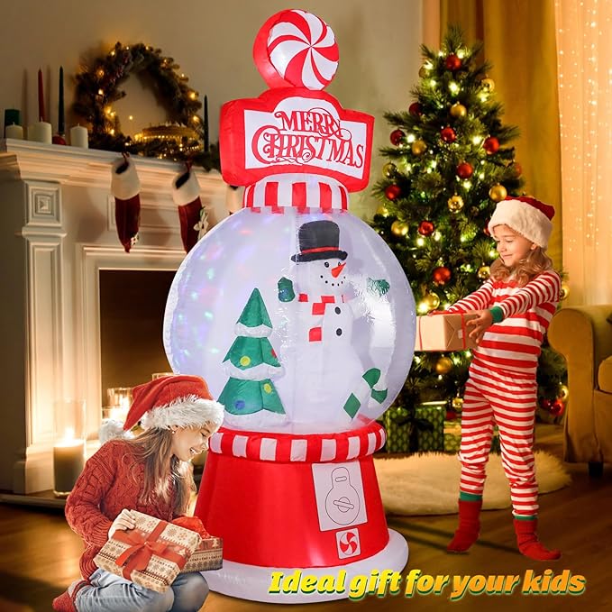 Vigdur 8 Ft Christmas Inflatables Outdoor Decorations, Blow up Inflatable Gashapon Machine with LED Lights for Indoor Outdoor Garden Yard Patio Lawn Xmas Holiday Party Roof Décor