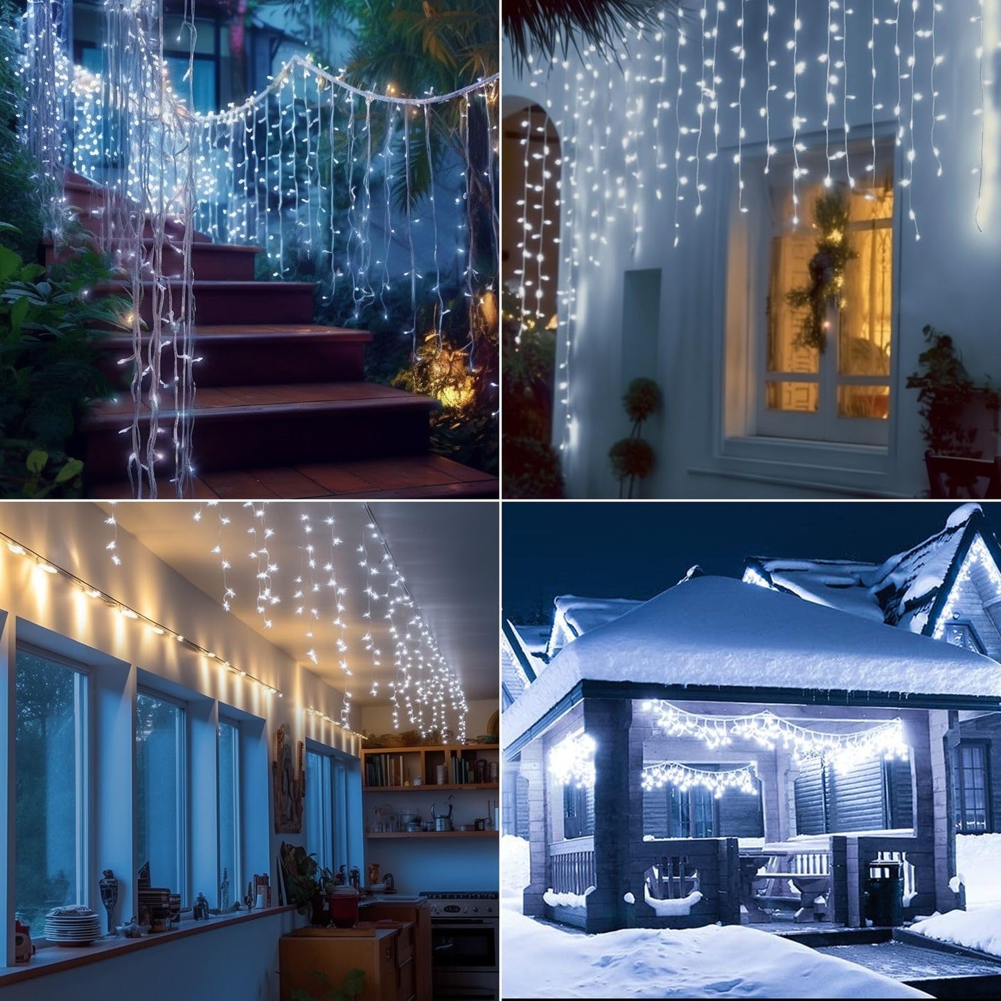 Ryblgled Icicle Christmas Lights for Outside - 65Ft 506 LED Plug-in Icicle String Lights Outdoor Decorations with Remote,Waterproof, Cool White Christmas Icicle Lights for House Bedroom Balcony Decor