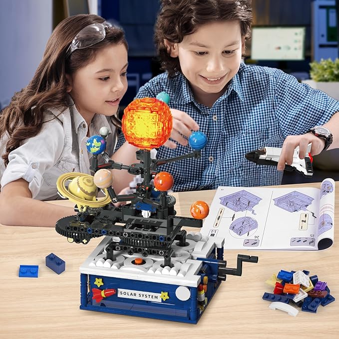 Solar System Building Sets with Light - Rotatable Space Exploration Building Toys with 9 Planets & Rocket Sets Science Astronomy Educational Gifts for Boys Girls Age 8+ Years Old Kids(775 PCS)