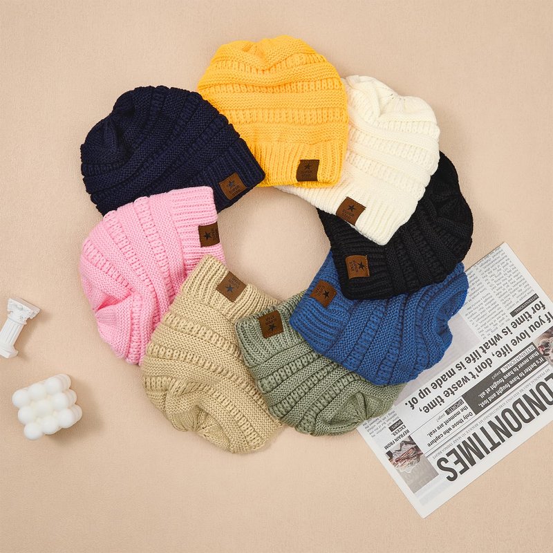 Century Star 3 Pack Baby Winter Hat Satin Lined Baby Beanie for Boys Girls Warm Knit Infant Toddler Hats Cap Black&White&Pink 6-36 Months