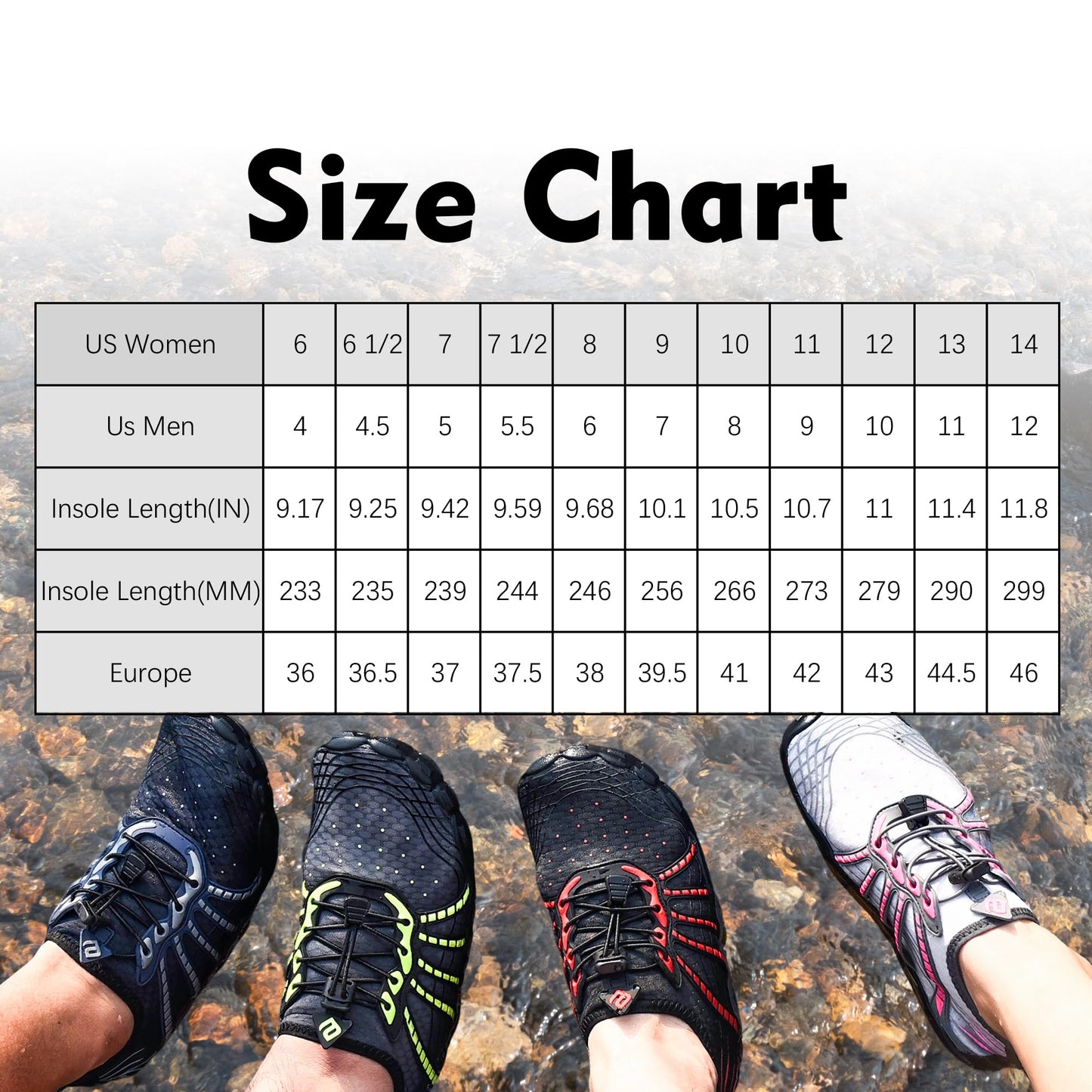 Black Barefoot Water Shoes for Women and Men - Quick-Dry Lightweight Swim Shoes for Beach,Pool,Hiking