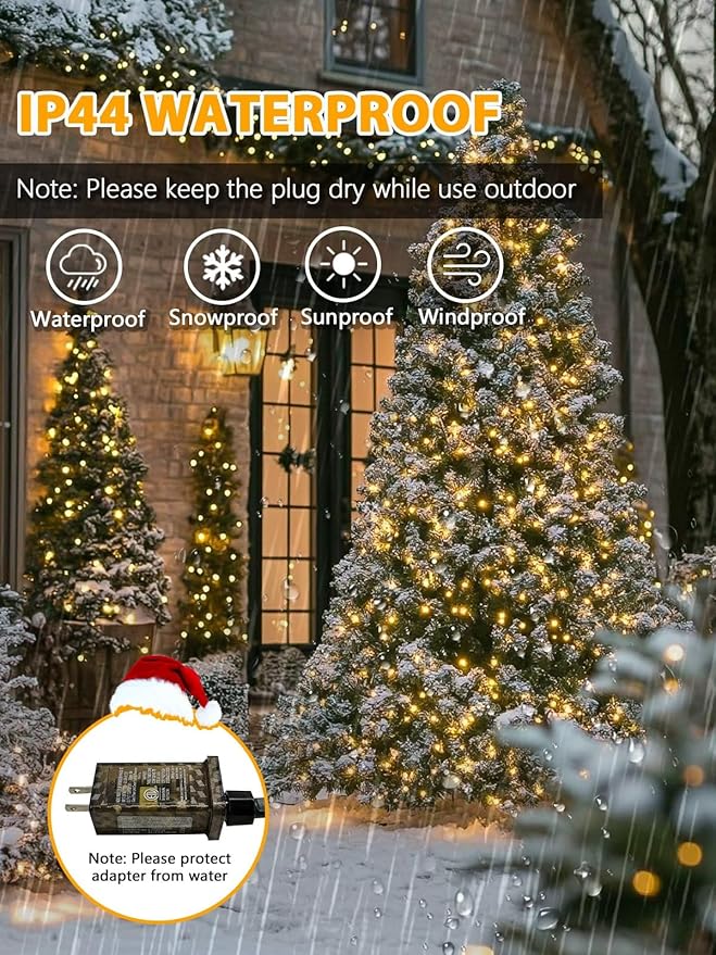 Voice Controlled Christmas Lights with Remote, 99 FT 300 LED String Lights Indoor Outdoor with 12 Modes 3 Timers, Dimmable Twinkle Light Plug in Waterproof for Xmas Tree Party Decorations, Warm White
