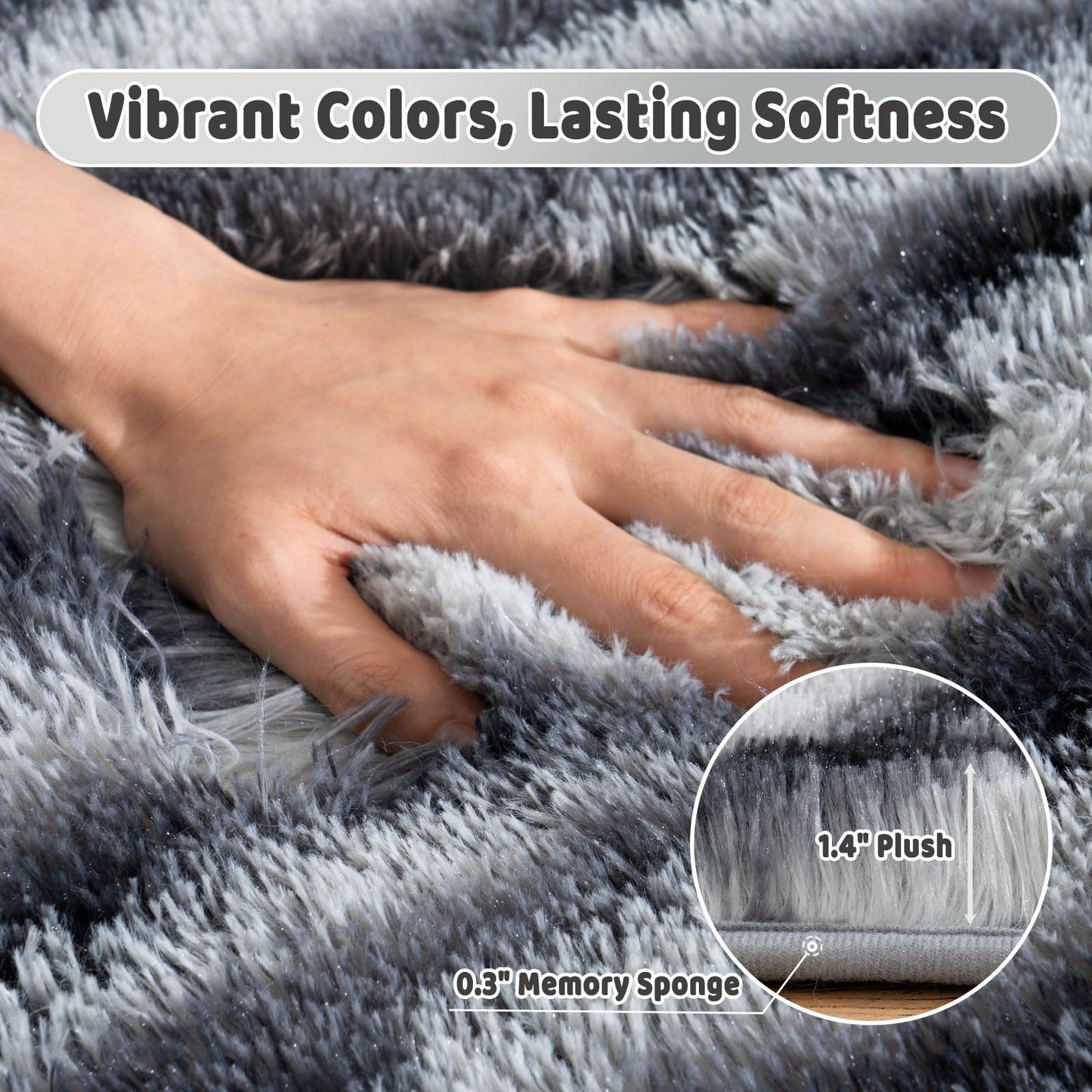 Ailyei Soft Shag Rugs for Bedroom, 4x6 Zebra Black White Fluffy Shaggy Rugs for Living Room Nursery, Luxury Modern Plush Carpet Girls Kids Room Dorm Indoor Home Decor, Upgrade Non-Slip