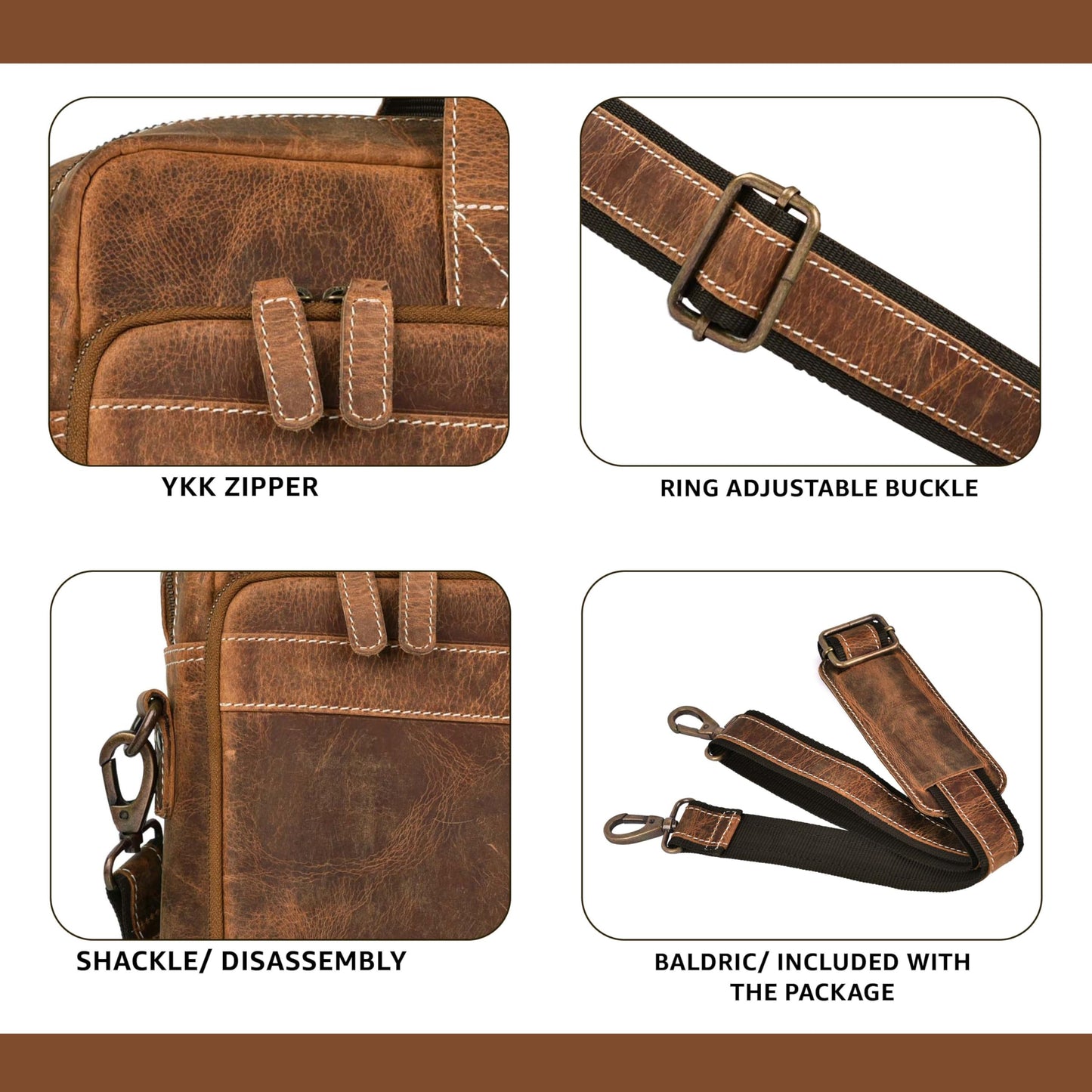 LEATHER VILLAGE 18" Leather Laptop Messenger Briefcase Bag for Men-Leather Satchel for Travel and Office Shoulder Bag- Sun Tan Brown
