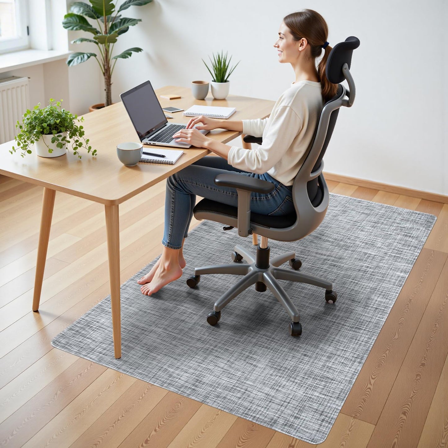 Wansimoo Office Chair Mat for Hardwood and Tile Floor, 36"x48" Floor Mat, Heavy Duty Computer Gaming Chair Mat, Anti-Slip, Non- Curve, Desk Chair Mat,Floor Protector for Home Office(Grey)