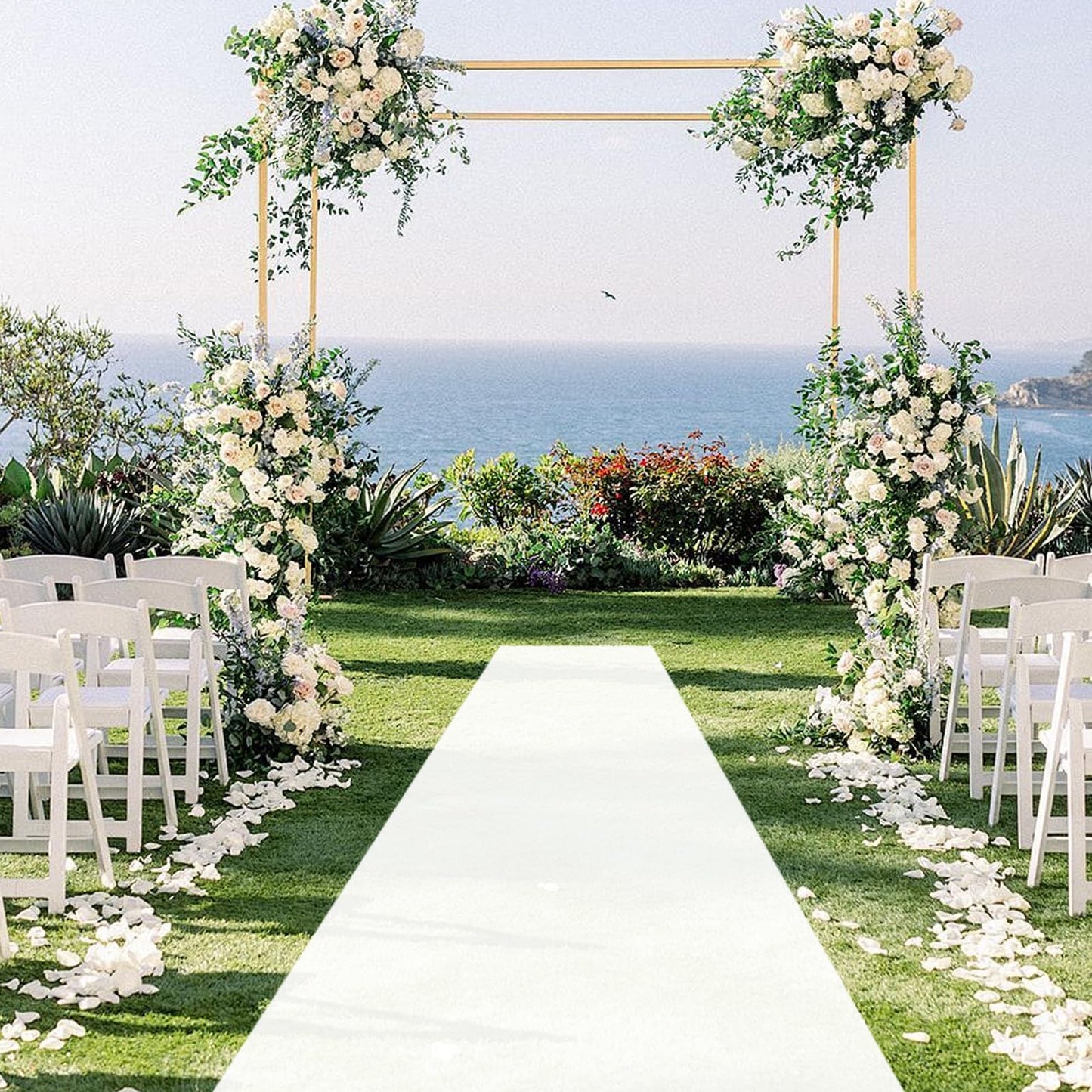 White Carpet Runner Rug for Party 150gsm 1.3x15FT Thickness Red Rug Runner with 1 Pack Carpet Tape for Wedding Outdoor Accessories, Wedding Party Hallway Rug