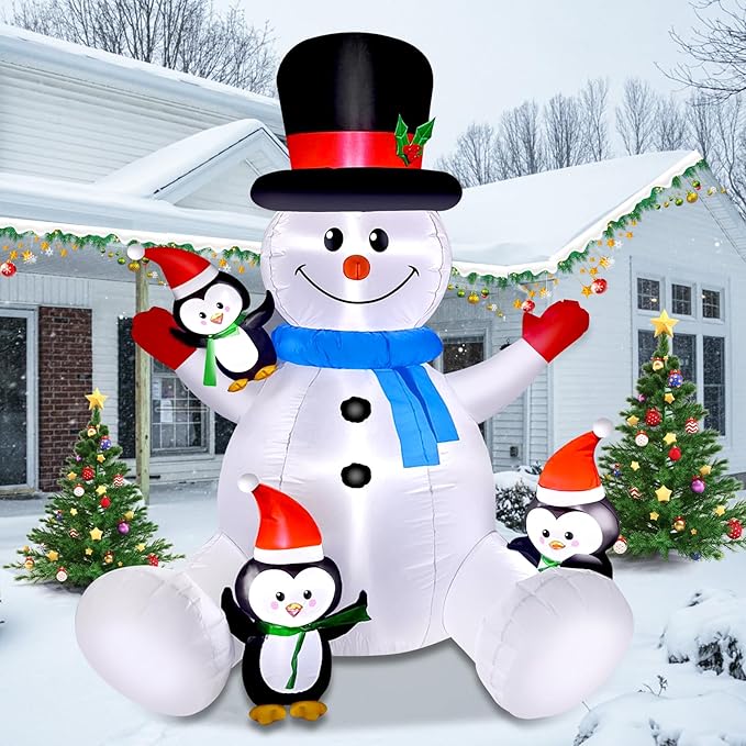6 FT Christmas Snowman & Penguin Inflatable Blow Ups Outdoor Christmas Decorations with LED Lights for Indoor/Outdoor Yards, Gardens, Lawns