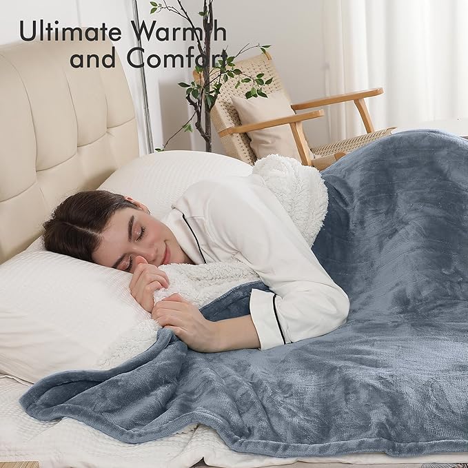 Electric Heated Blanket Twin Size, 62"x84" Electric Throw Blanket with ETL & FCC Certification, Fast Heating Blanket with 5 temperatures & 10 Hours Auto Off, Machine Washable, Gray