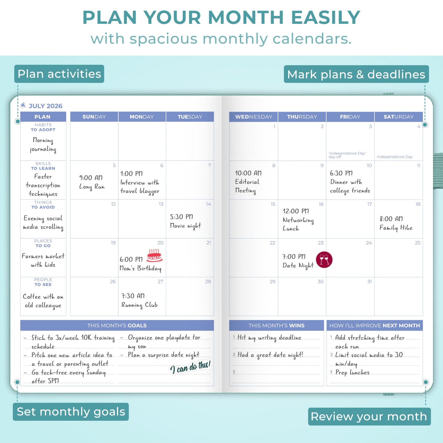 Clever Fox Planner 2nd Edition Dated Jan 2026-Jan 2027 – Colorful Weekly & Monthly Goal Setting Planner, Habit Trackers, Time Management and Productivity Organizer, Gratitude Journal, A5 (Aquamarine)