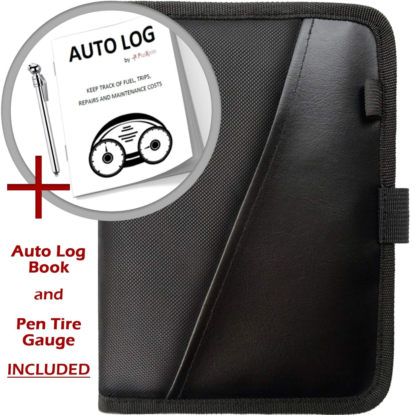 Glove Box Compartment Organizer - Car Document Holder - Owner Manual Case Pouch - Vehicle Storage Wallet for Registration & Insurance Card - Premium Auto Paperwork Holder - Log Book included - Black