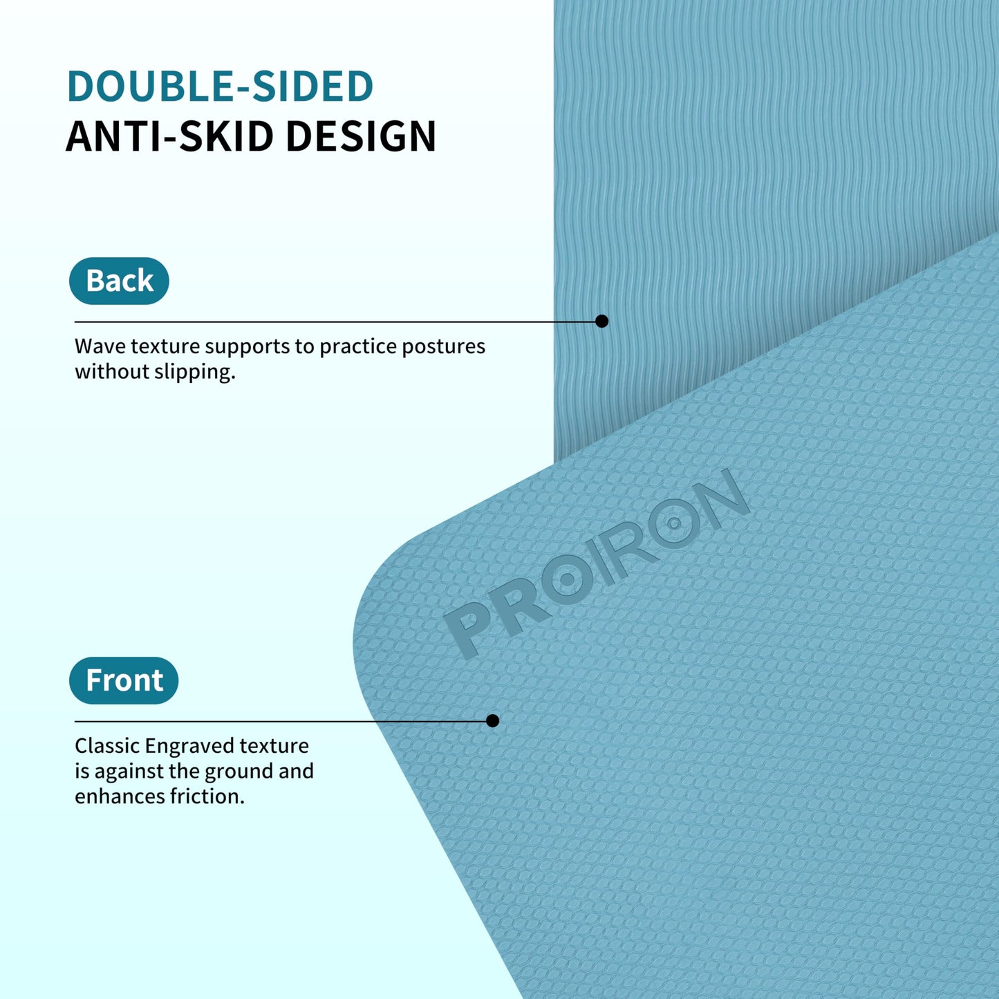 PROIRON Foldable 72"x24"x0.24"(6mm) TPE Yoga Mat,NOT PVC!!!-Folding Yoga Mat Thick for Home Workout & Travel, Eco-Friendly TPE Non Slip Yoga Mats with Storage Bag,Portable Yoga Mat for Home Gym, Pilates, Fitness,Stretching-turquoise