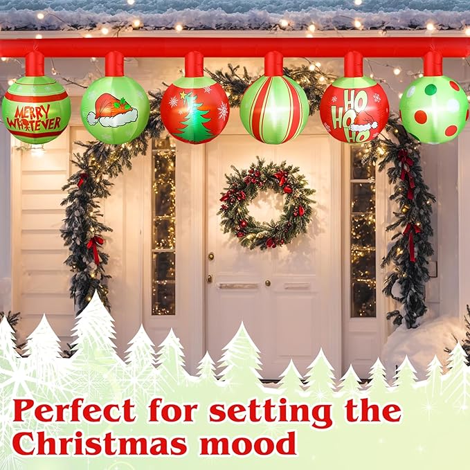 Retisee 14.5ft Long Christmas Green Inflatable Outdoor Decoration Christmas Light up Inflatable Decoration Blow up Hanging with Built in LED Lights for Xmas Party Lawn Yard Outdoor Indoor Supplies