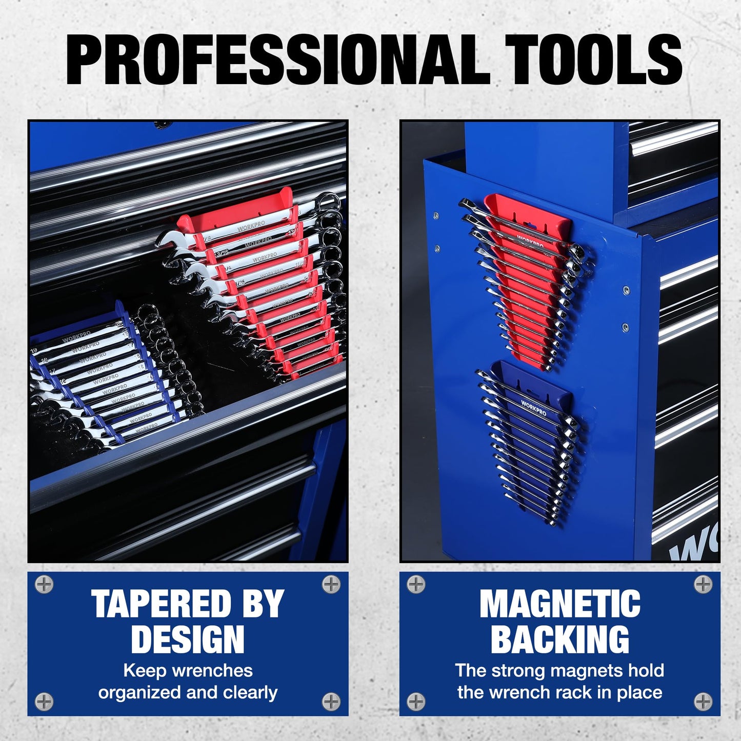 WORKPRO 2-Pack Magnetic Wrench Organizer, 12-Piece Wrench Holder Set