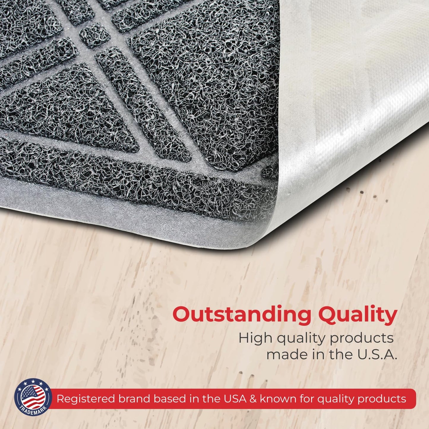 SlipToGrip Door Mat - Durable Door Outdoor Mats for High Traffic - Plaid Grey Mat with Water-Resistant Surface, Dura Loop - No-Slip and Easy-to-Clean for Indoor and Outdoor Entryway, 42 x 35 Inch