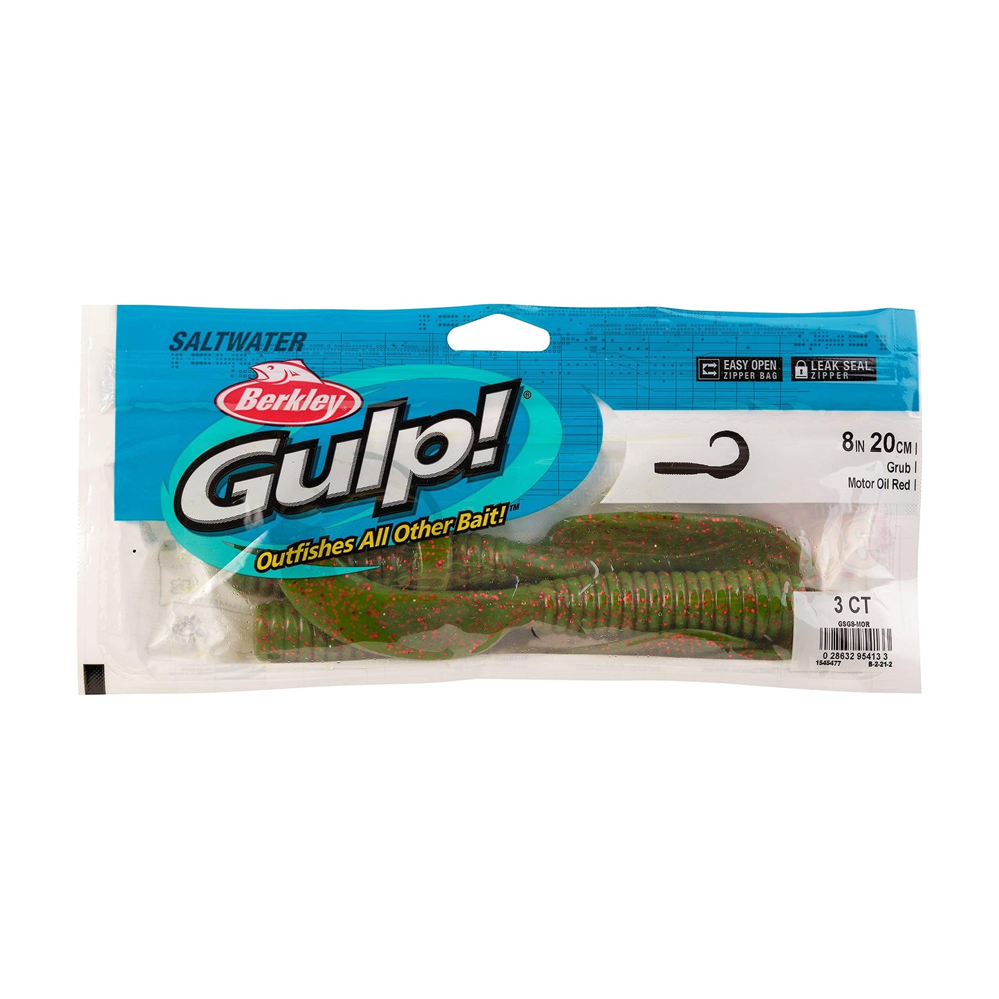 Berkley Gulp! Grub Fishing Soft Bait, Motor Oil Red Fleck, 8- Inch