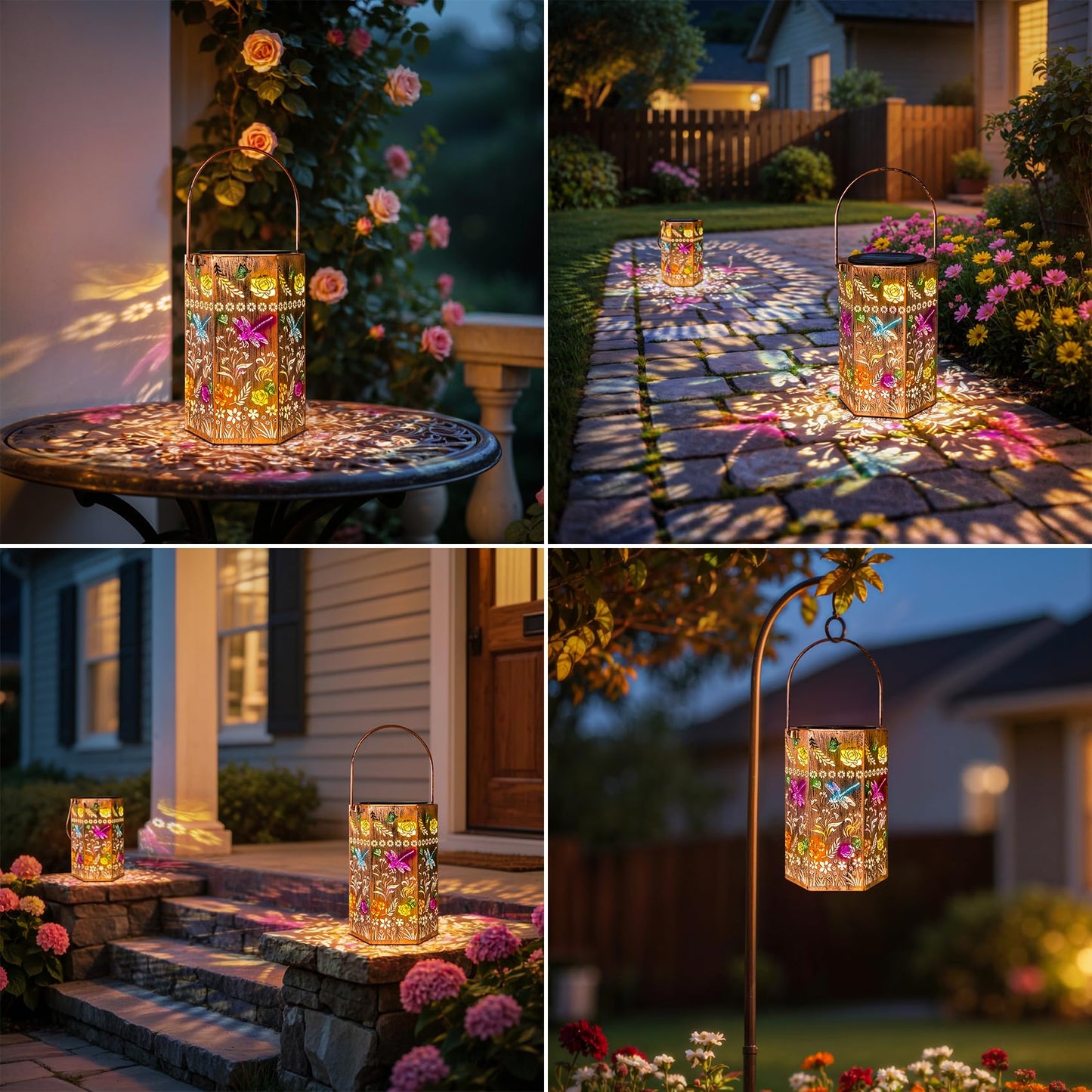 Singingarden Outdoor Gifts for Women - Dragonfly Outdoor Solar Lantern Garden Decor Patio Decor for Yard, Patio, Pathway