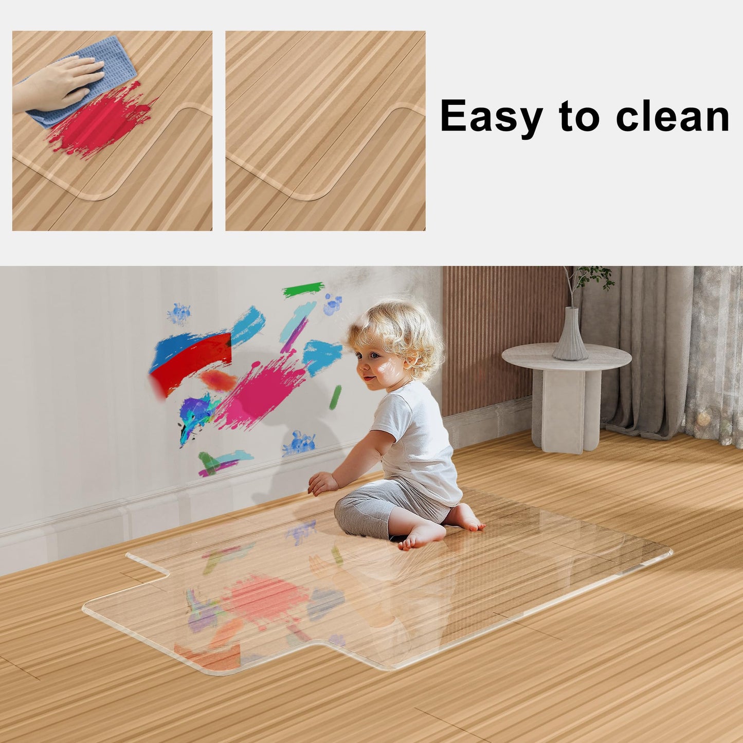 MESAILUP Beveled Edge Office Chair Mat for Carpet or Hardwood Floor, Crystal Clear 48" x 60" Desk Computer Chair Mat with Lip for a Smooth Glide and Easy Roll On/Off, Hard Heavy Duty and Non-Slip Pad